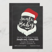 サンタのベビー-ベビーシャワーの黒板の招待状 招待状 (正面/裏面)