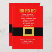 サンタのベルトの留め金のクリスマスの招待 招待状 (正面/裏面)