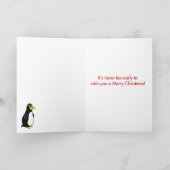 サンタのペンギンのクリスマスの冗談の紙カード シーズンカード (内部)