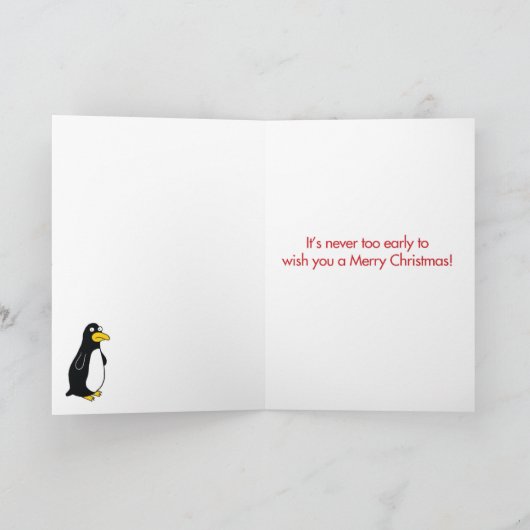 サンタのペンギンのクリスマスの冗談の紙カード シーズンカード (内部)