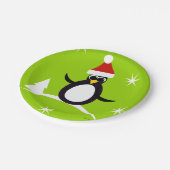 サンタのペンギンのクリスマスの紙のパーティーのプレート ペーパープレート (アングル)