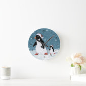 サンタのペンギンの時計 ラウンド壁時計 (ホーム)