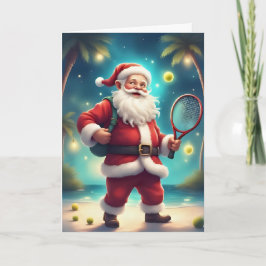 サンタのホリデーマッチ – テニスクリスマスカード カード