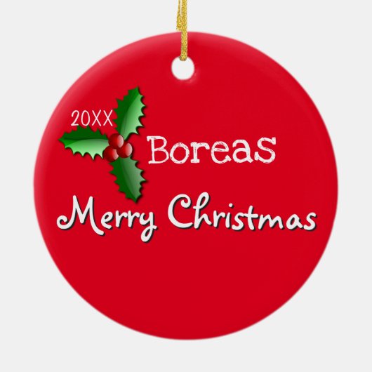 サンタのボクサー犬のクリスマスのオーナメント セラミックオーナメント (裏面)