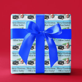 サンタのポリスお父さん メリークリスマス パトカー ラッピングペーパー