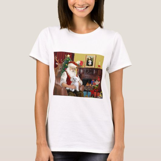 サンタのマルチーズ Tシャツ (正面)