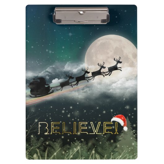 サンタのミッドナイトライドのクリスマスクリップボード クリップボード (正面)