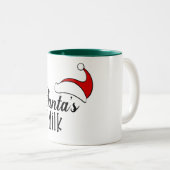 サンタのミルクのお気に入りのクリスマスおもしろいマグカップデザイン ツートーンマグカップ (正面右)