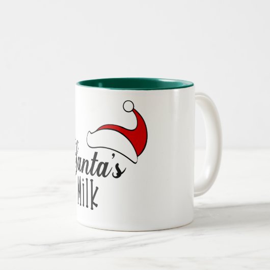 サンタのミルクのお気に入りのクリスマスおもしろいマグカップデザイン ツートーンマグカップ (正面右)