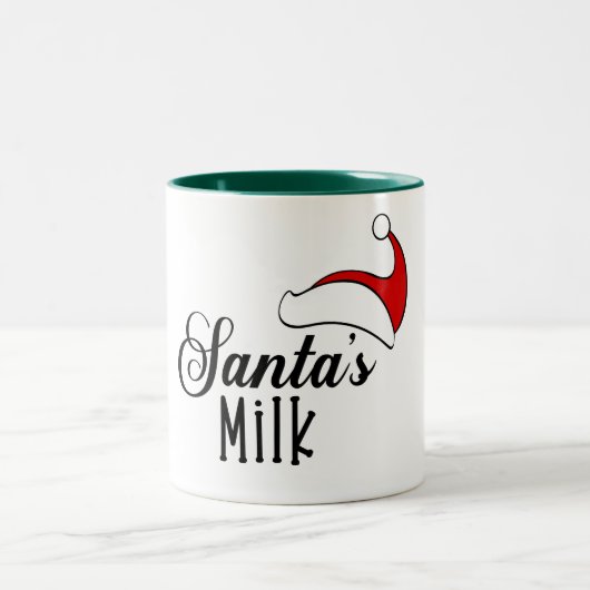 サンタのミルクのお気に入りのクリスマスおもしろいマグカップデザイン ツートーンマグカップ (中央)