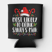 サンタのミルクを飲みそうな面白いクリスマス 缶クーラー (正面)