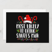 サンタのミルク・クリスマスを飲む可能性が最も高おもしろいい 招待状 (正面/裏面)