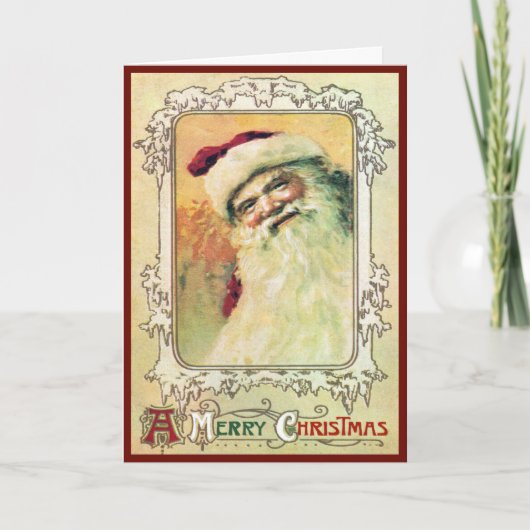 サンタのメリークリスマスのヴィンテージ シーズンカード (正面)