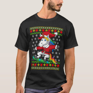 サンタのユニコーン スノーボード クリスマス スノーボード Tシャツ