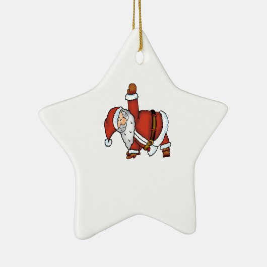 サンタのヨガ-ヨガサンタのクリスマスのデザイン セラミックオーナメント (右)