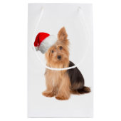 サンタのヨークシャーテリアのギフトバッグ スモールペーパーバッグ (裏面)