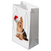 サンタのヨークシャーテリアのギフトバッグ スモールペーパーバッグ (裏面アングル)