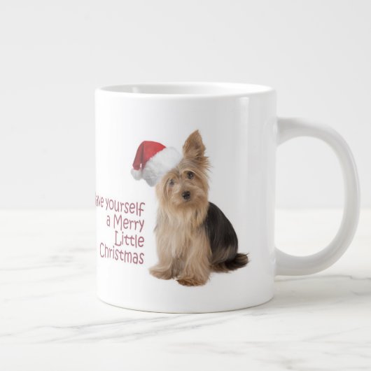 サンタのヨークシャーテリアのジャンボクリスマスのマグ ジャンボコーヒーマグカップ (右)