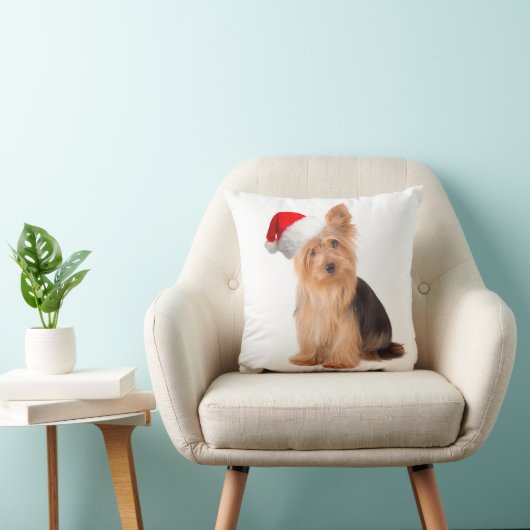 サンタのヨークシャーテリアの枕 クッション (椅子)