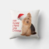 サンタのヨークシャーテリアの枕 クッション (裏面)