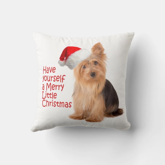 サンタのヨークシャーテリアの枕 クッション (裏面)