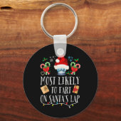サンタのラップのおもしろいファミリーChriで最もファートする可能性が高い キーホルダー (正面)