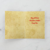 サンタのラップのホリデーカードに坐っている子供 シーズンカード (内部)