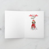 サンタのラップカードのビーグル犬の子犬 シーズンカード (内部)