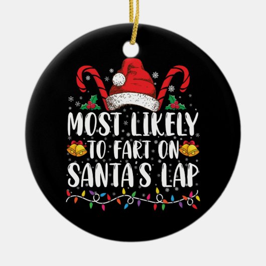 サンタのラップファミリーマッチングで最もファートする可能性が高い セラミックオーナメント (正面)