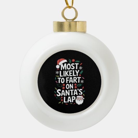 サンタのラップファミリーマッチングで最もファートする可能性が高い セラミックボールオーナメント (正面)