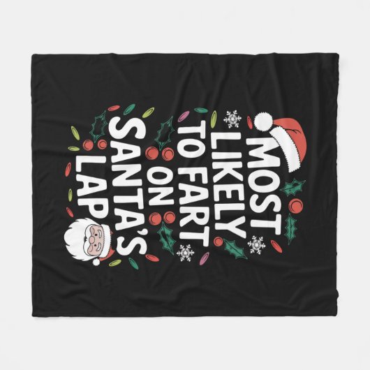 サンタのラップファミリーマッチングで最もファートする可能性が高い フリースブランケット (正面(横))