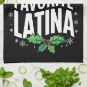 サンタのラテンアメリカ系女性お気に入りのクリスマス醜いクリスマス キッチンタオル (折り畳み)