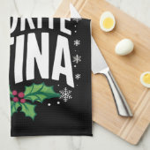 サンタのラテンアメリカ系女性お気に入りのクリスマス醜いクリスマス キッチンタオル (四つ折り)