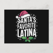サンタのラテンアメリカ系女性お気に入りのクリスマス醜いクリスマス シーズンポストカード (正面)