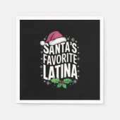 サンタのラテンアメリカ系女性お気に入りのクリスマス醜いクリスマス スタンダードカクテルナプキン (正面)