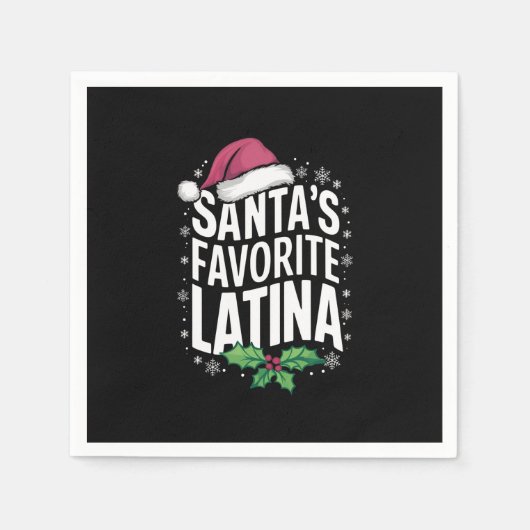 サンタのラテンアメリカ系女性お気に入りのクリスマス醜いクリスマス スタンダードカクテルナプキン (正面)