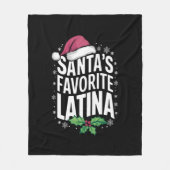 サンタのラテンアメリカ系女性お気に入りのクリスマス醜いクリスマス フリースブランケット (正面)