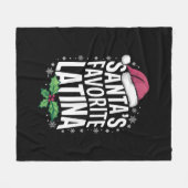 サンタのラテンアメリカ系女性お気に入りのクリスマス醜いクリスマス フリースブランケット (正面(横))