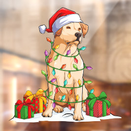 サンタのラブラドール・レトリバー犬のクリスマス ウィンドウサイン