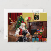 サンタのラブラドール(黒) シーズンポストカード (正面/裏面)