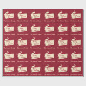 サンタのラベルからの一流の赤いレトロのトナカイを個人化して下さい ラッピングペーパー (フラット)