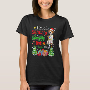 サンタのリストクリスマスのビーグルいけなードッグ Tシャツ
