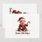 サンタのリトルヘルパー招待状 - かわいい赤ちゃん🎅 招待状 (正面/裏面)