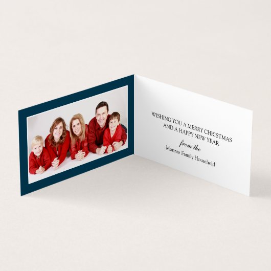 サンタのリトルヘルパー ファミリーフォト クリスマスカード 名刺 (内部)