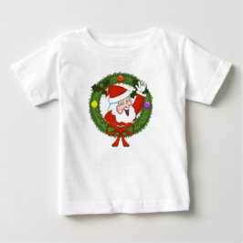 サンタのリースの幼児フリルワンピース ベビーTシャツ