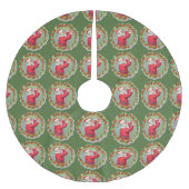 サンタのリースの木のスカート ブラッシュドポリエステルツリースカート (正面)