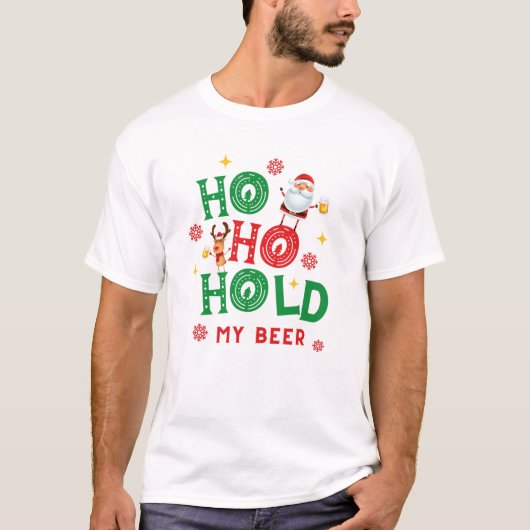 サンタのルドルフのトナカイ 冗談 ビール T Tシャツ (正面)