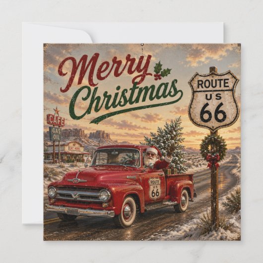 サンタのルート66デザートクリスマスライド シーズンカード (正面)