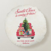 サンタのレッドトラックニースリスト ラウンドクッション (裏面)