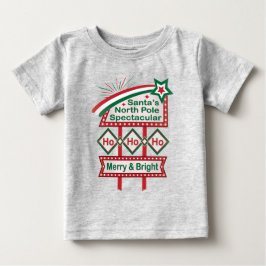 サンタのレトロな電飾 – フフフ メリー&ブライト ベビーTシャツ